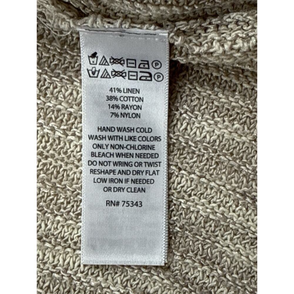 Tahari Womens Linen Blend Open Front Knit Cardigan Textured Beige Lightweight XL - Picture 8 of 11